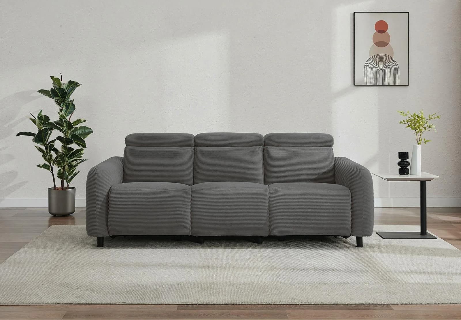 OTTO HOME SKAANE Cord-Sofa 3-Sitzer Elektrische Relaxfunktion Anthrazit