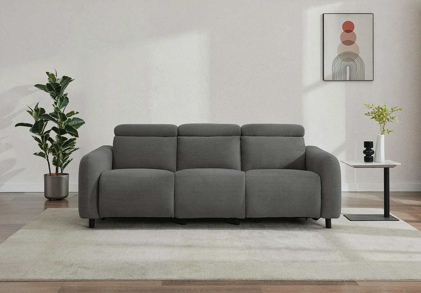 OTTO HOME SKAANE Cord-Sofa 3-Sitzer Relaxfunktion Anthrazit
