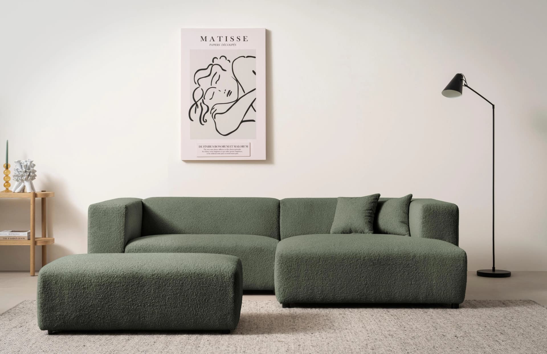 Home Affaire BAKELS Ecksofa-Set mit Hocker Grün Schlaffunktion Bouclé