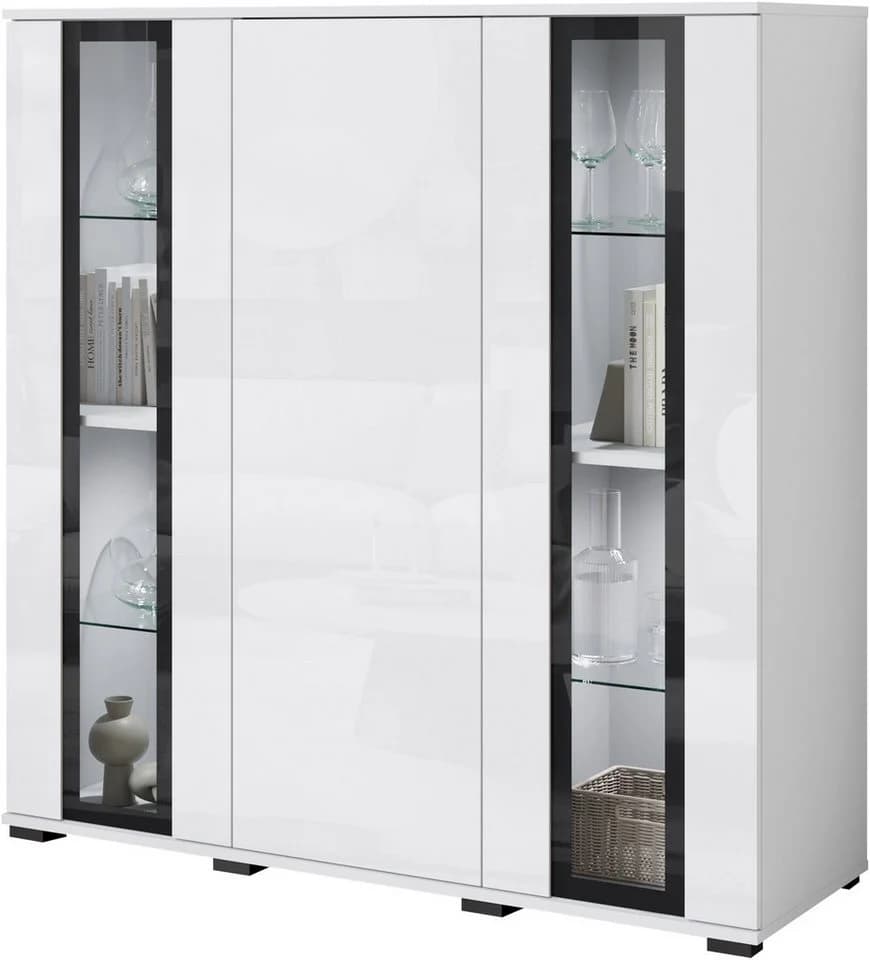HOME AFFAIRE Highboard Caro Weiß Hochglanz Push-to-Open