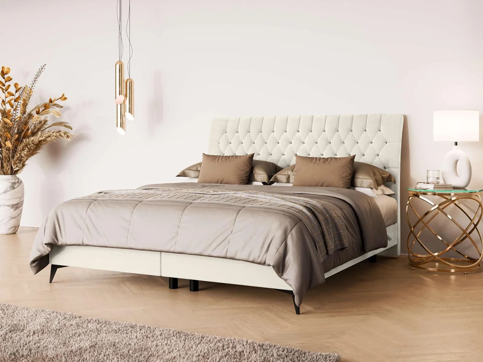 HOME AFFAIRE SYDNEE Polsterbett mit Matratze und Topper Beige