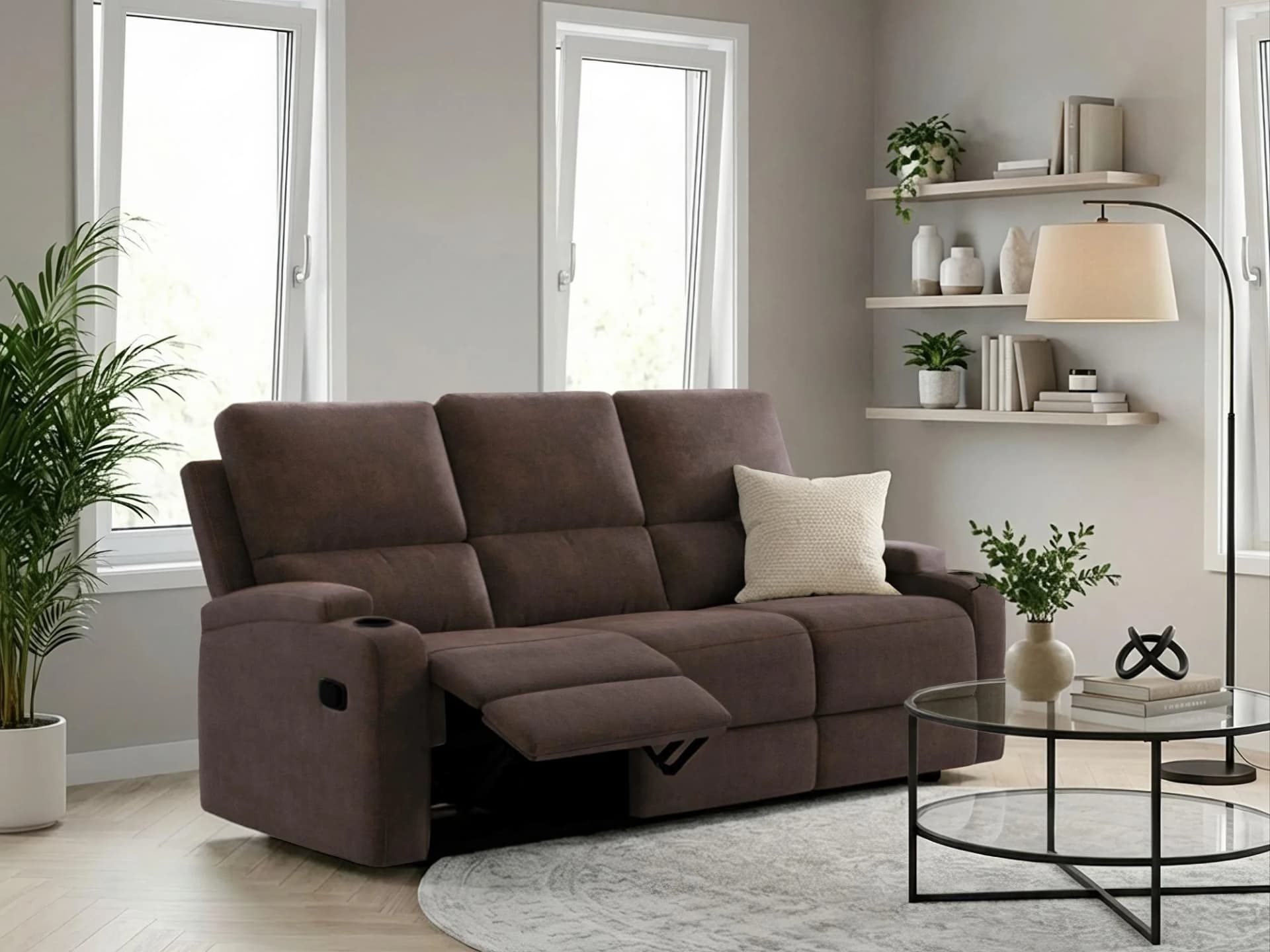 Home Affaire 3-Sitzer Sofa Napori Dunkelbraun Relaxfunktion