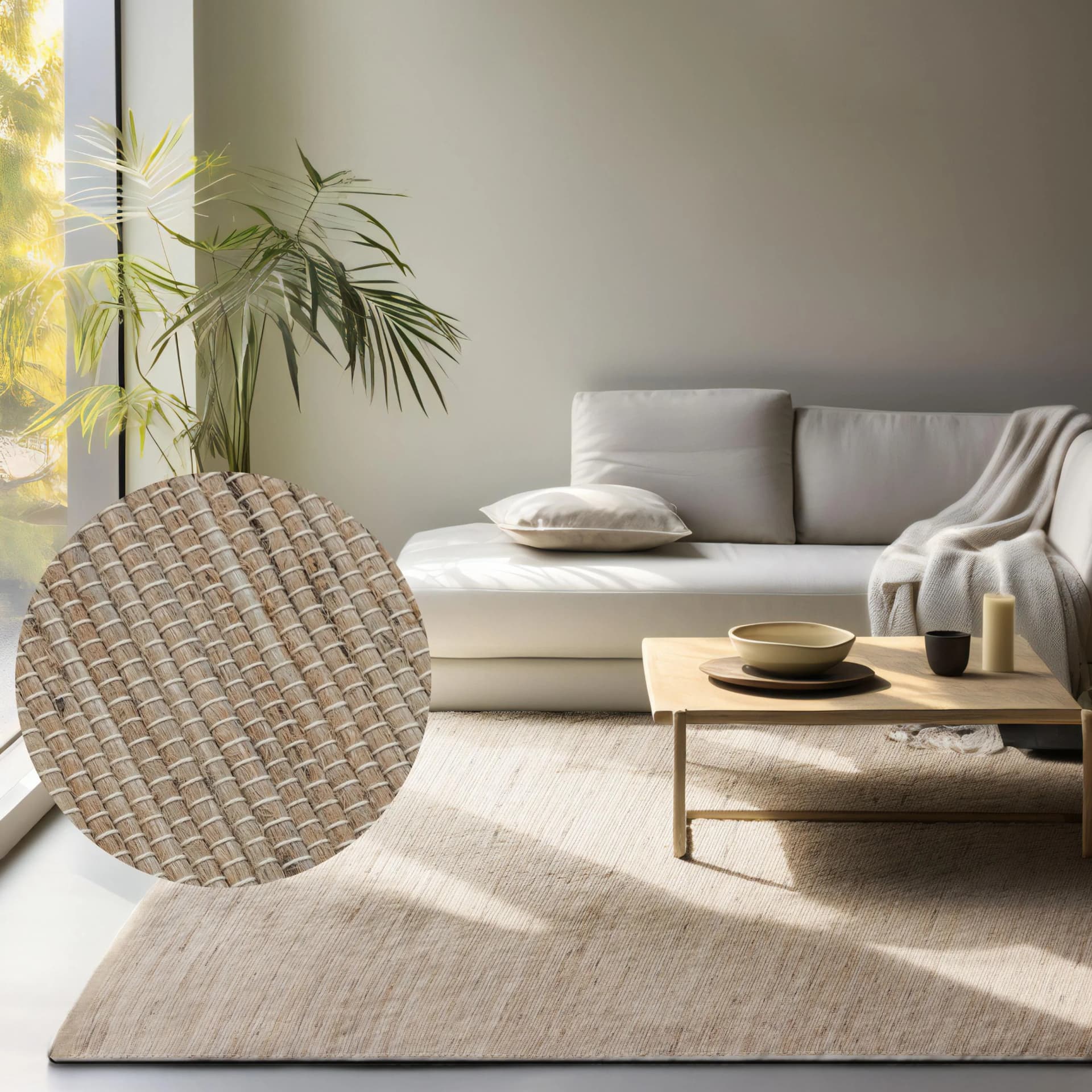 HANSE HOME Dhaka Juteteppich Beige Handgewebt Skandi-Look