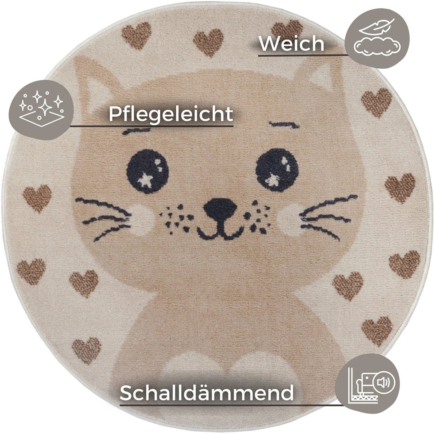 HANSE HOME Kinderteppich Adventures Cat Beige Katze