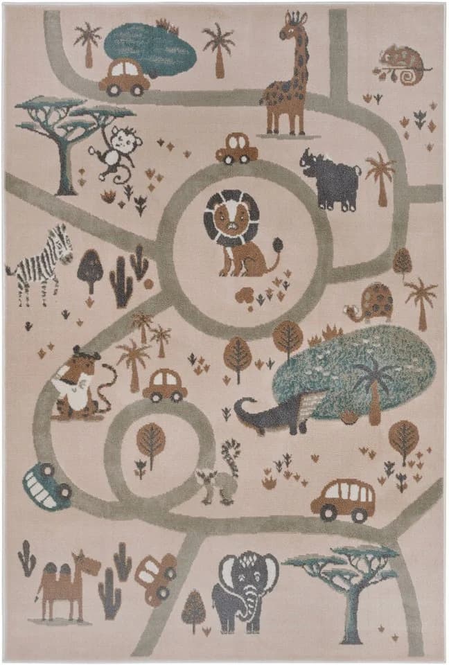 HANSE HOME Kinderteppich Adventures Animal Park Beige Braun Grau Kurzflor