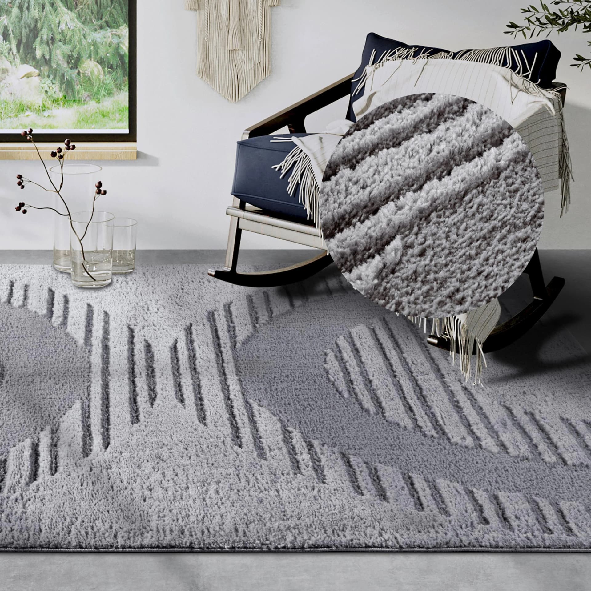 ELLE DECORATION Designteppich Bartoux Hellgrau Hochflor Shaggy