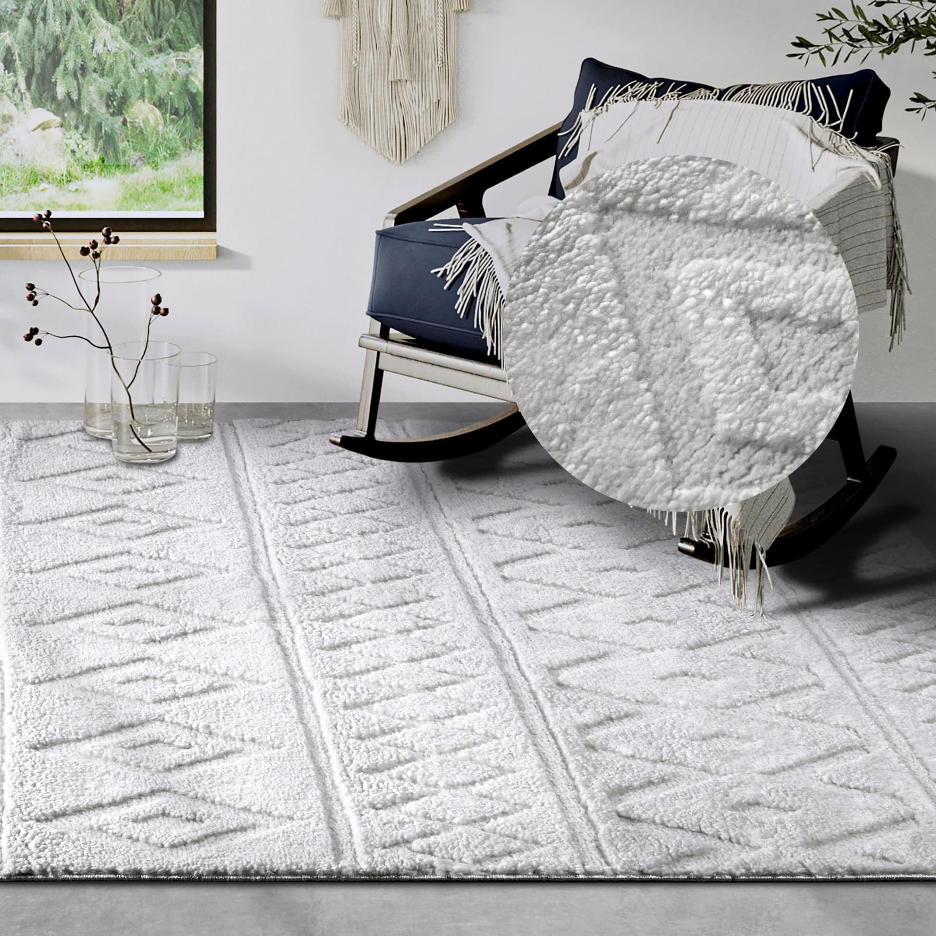 ELLE DECORATION Designteppich Itinerance Hochflor Shaggy Weiß