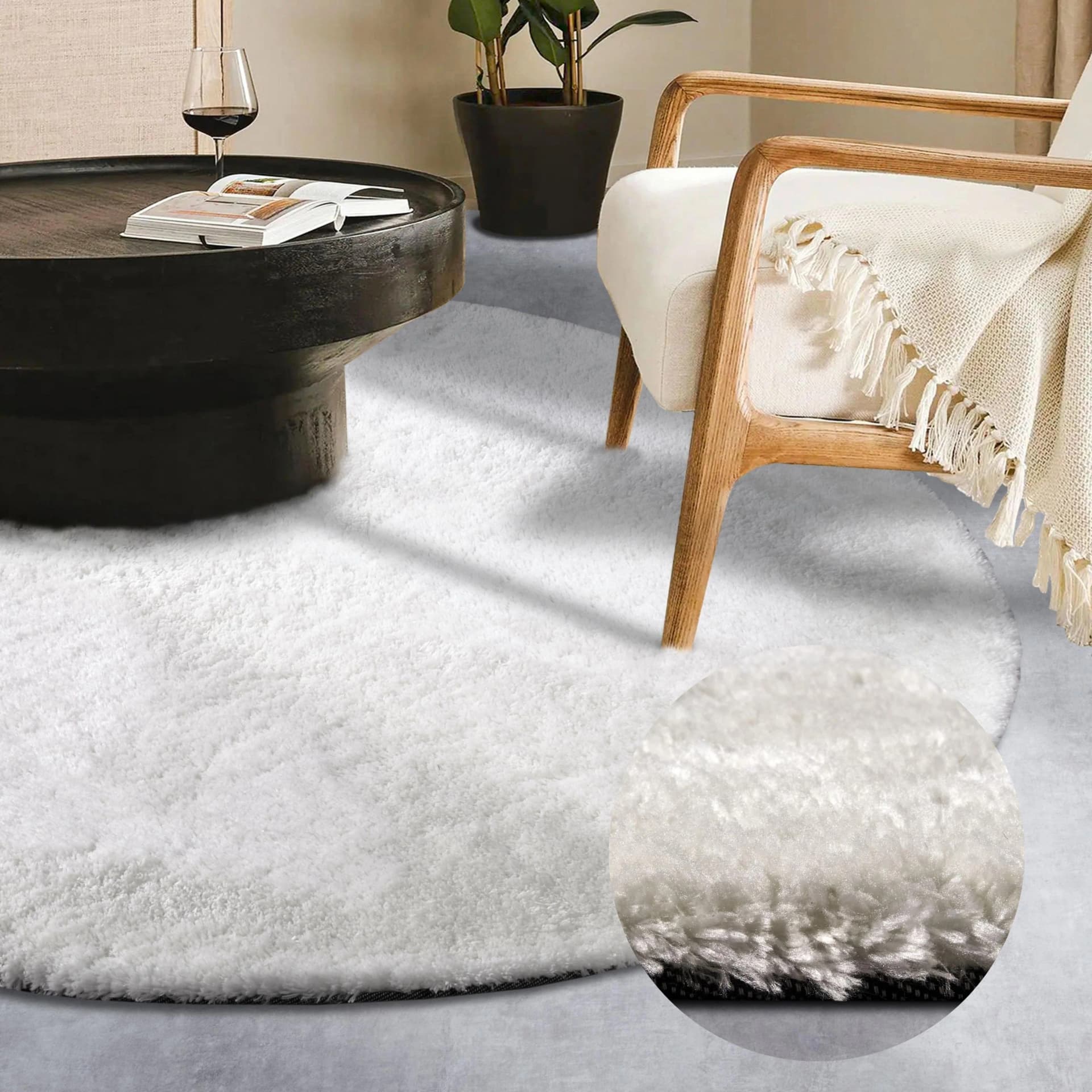Hanse Home Hochflor-Teppich Olaf Ivory Weiß Rund