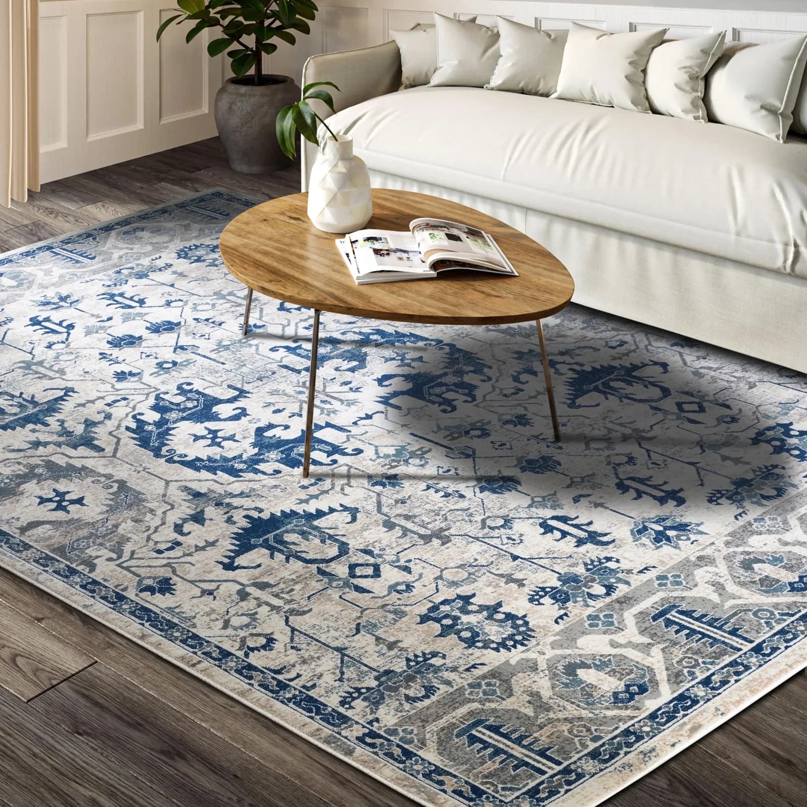 Villeroy & Boch Emmanuel Teppich Kurzflor Blau Creme