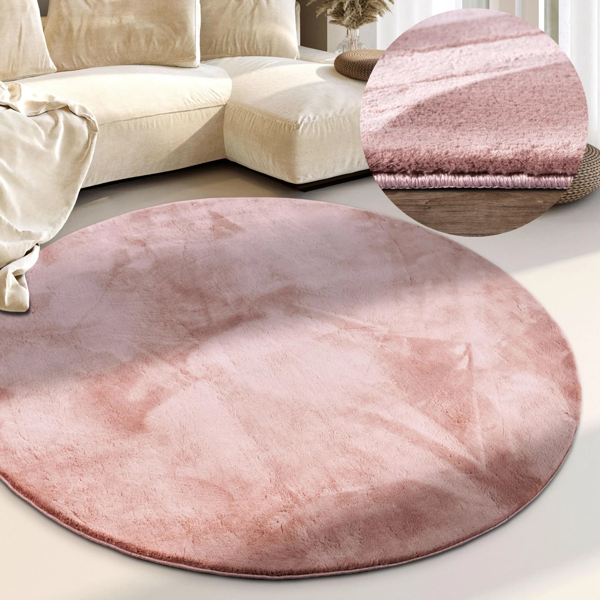 Villeroy & Boch Teppich Leon Rund Hellgrau Hochflor Shaggy Modern