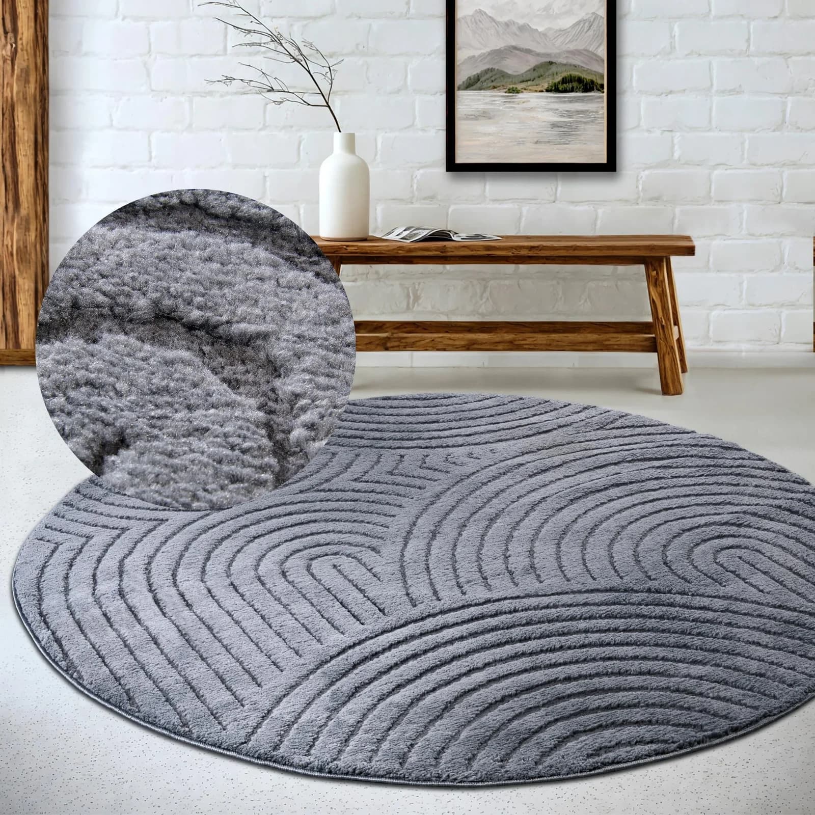 ELLE DECORATION Designteppich Cosy Panglao Anthrazit Hoch-Tief-Effekt
