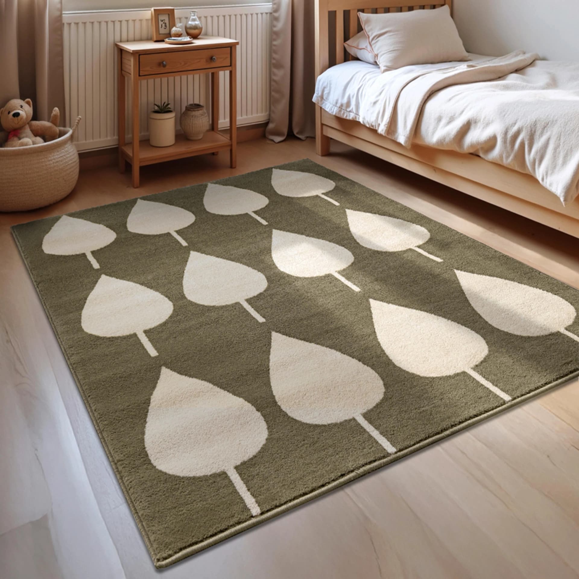 HANSE HOME Kinderteppich Lovely Leaves Grün Creme