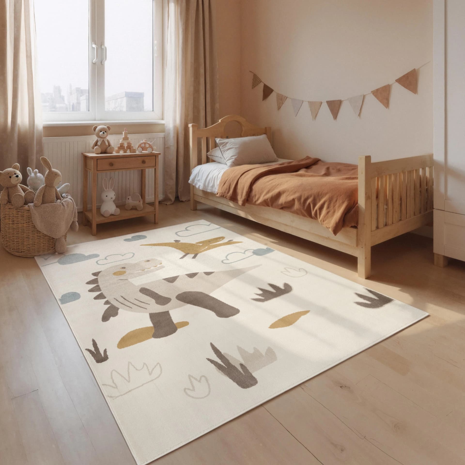 Kinderteppich HANSE HOME Dino Creme Multifarben
