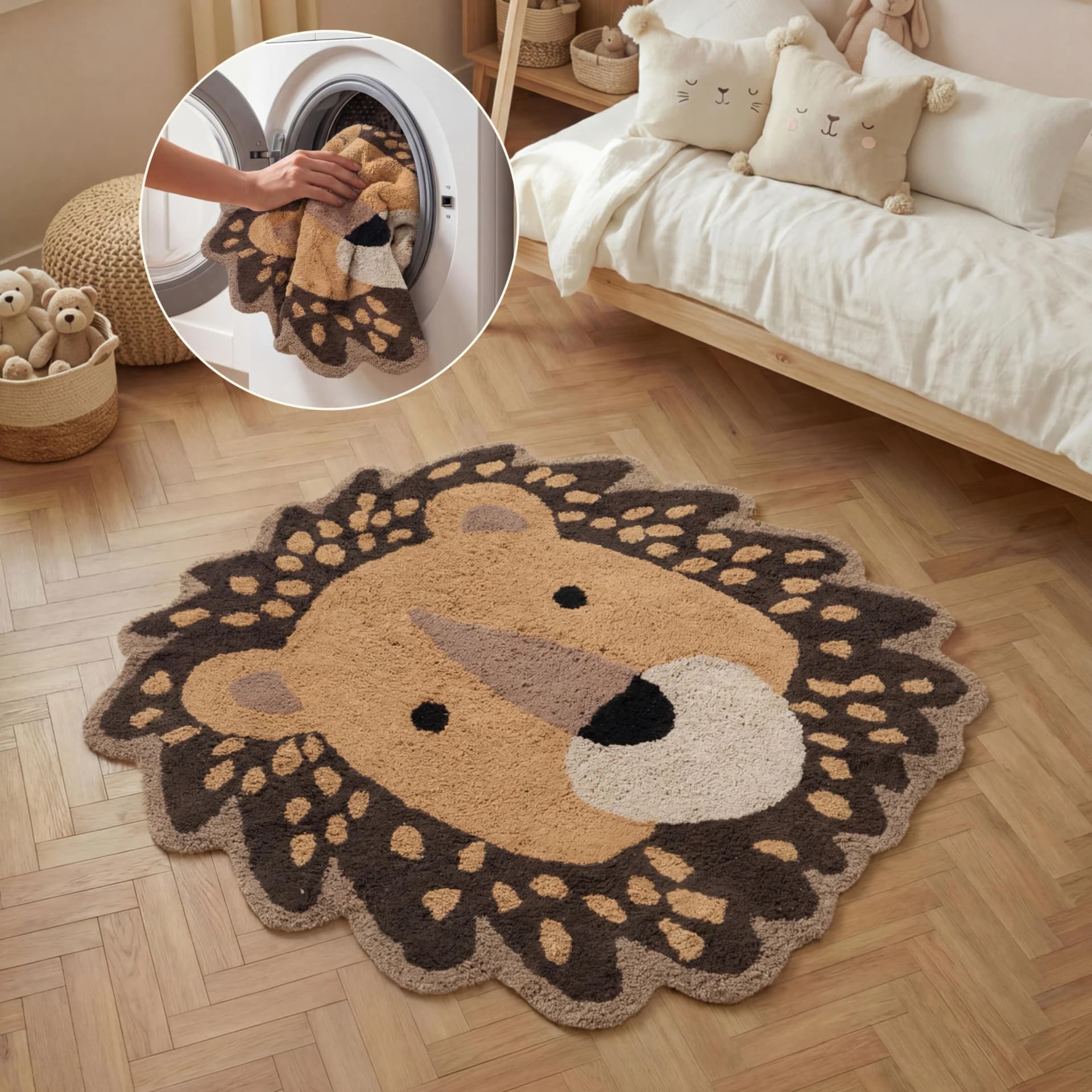 Hanse Home Kinderteppich Roary Löwenmotiv Braun Bunt