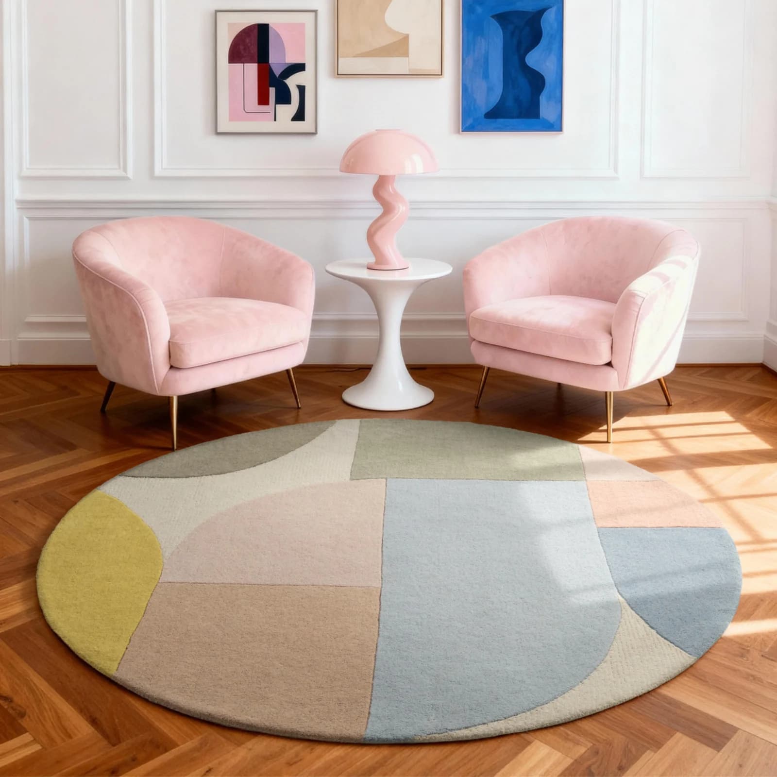 Ted Baker Wollteppich Piccadilly Creme Multifarben Rund 200cm