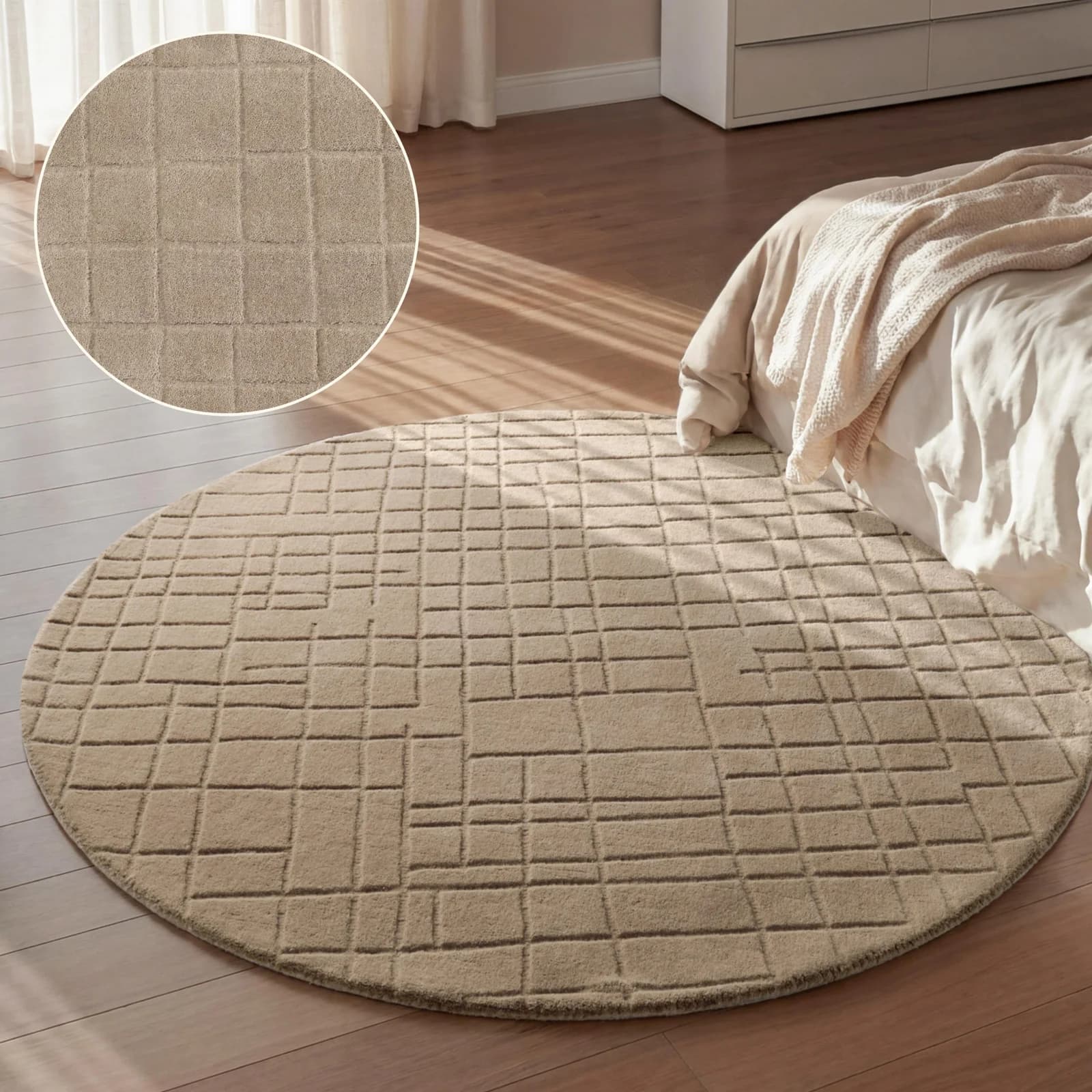 Villeroy & Boch Wollteppich Kenso Rund Beige/Braun Handgewebt