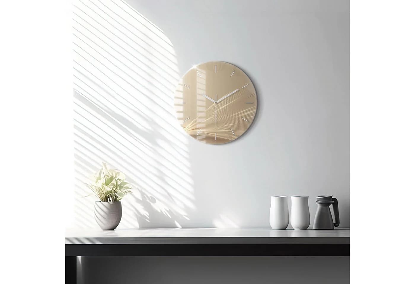 Tulup Wanduhr Glas Abstraktes Licht Modern Weiß