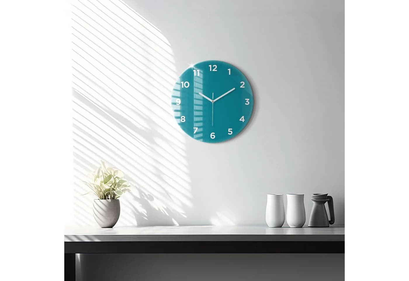 Tulup Glaswanduhr 30cm Modern Blau Gehärtetes Glas