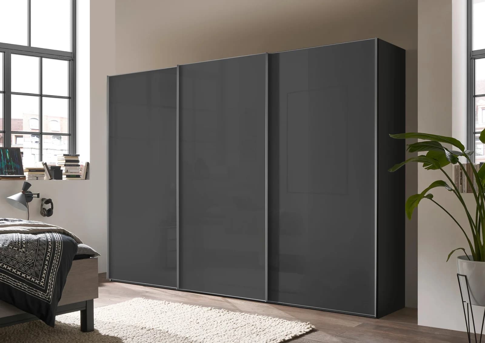 STAUD Schwebetürenschrank Select Vulkanglas 249cm