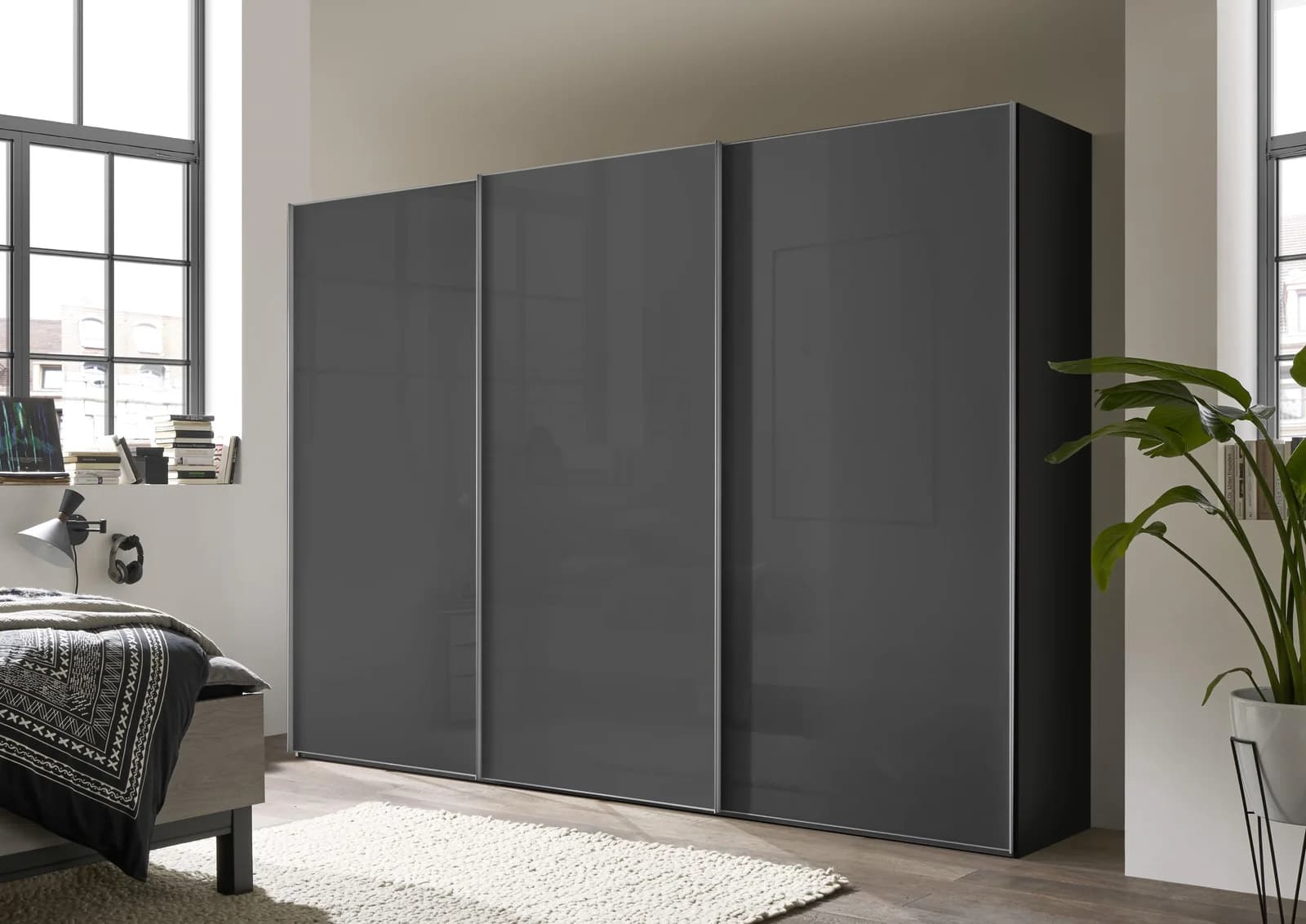 STAUD Schwebetürenschrank Select Vulkanglas Soft-Close