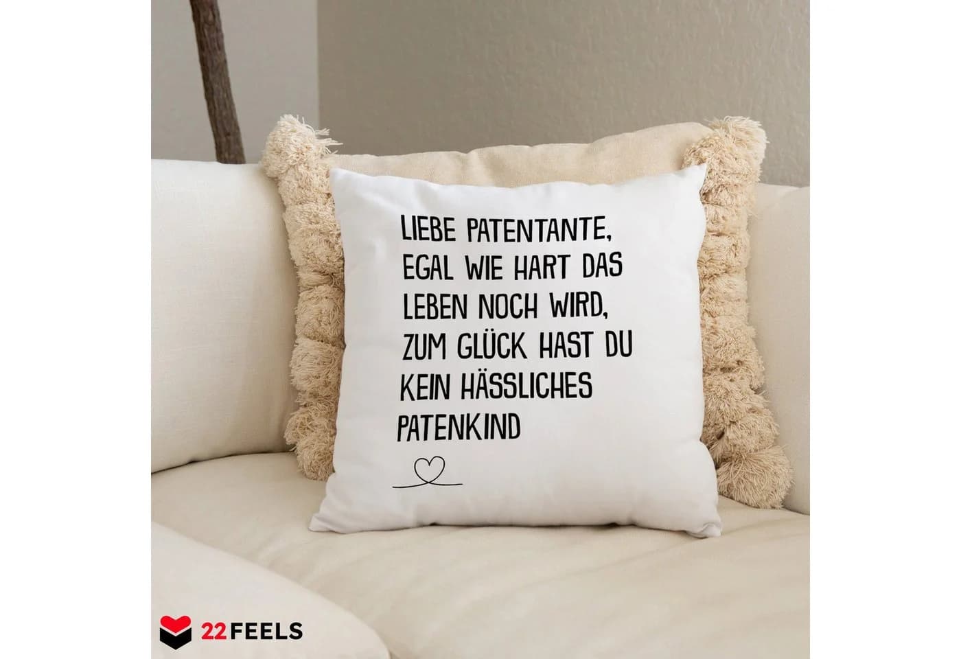 22Feels Dekokissen Patentante Spruch Microfaser 40x40 cm