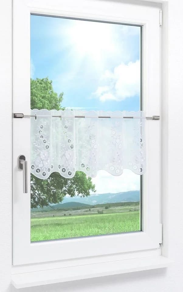 Plauener Spitze® Scheibengardine Blumenspiel Transparent