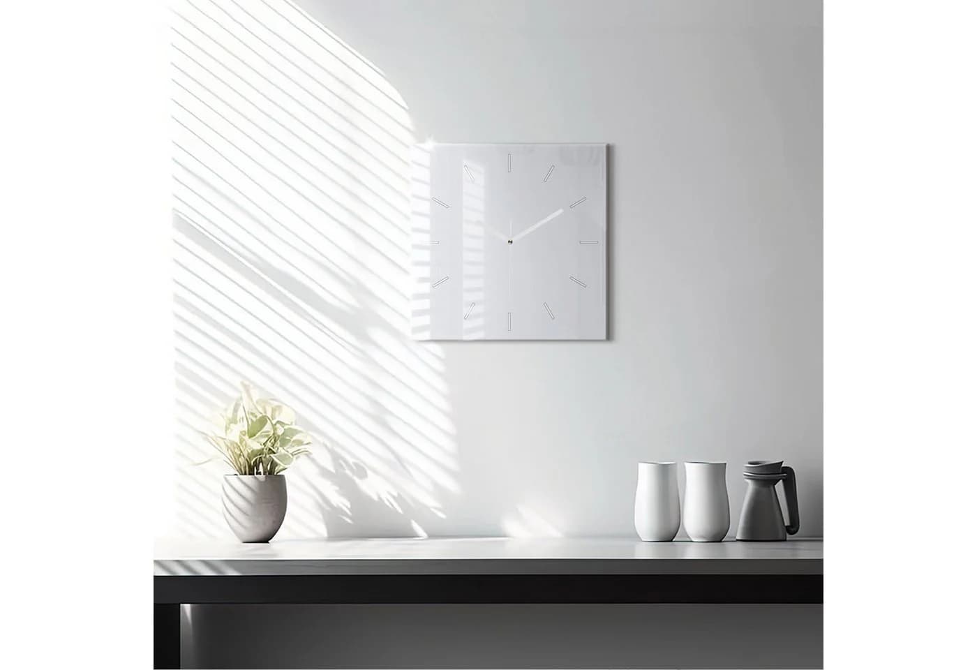 Tulup Glaswanduhr Modern 30x30cm Gehärtetes Glas Weiß