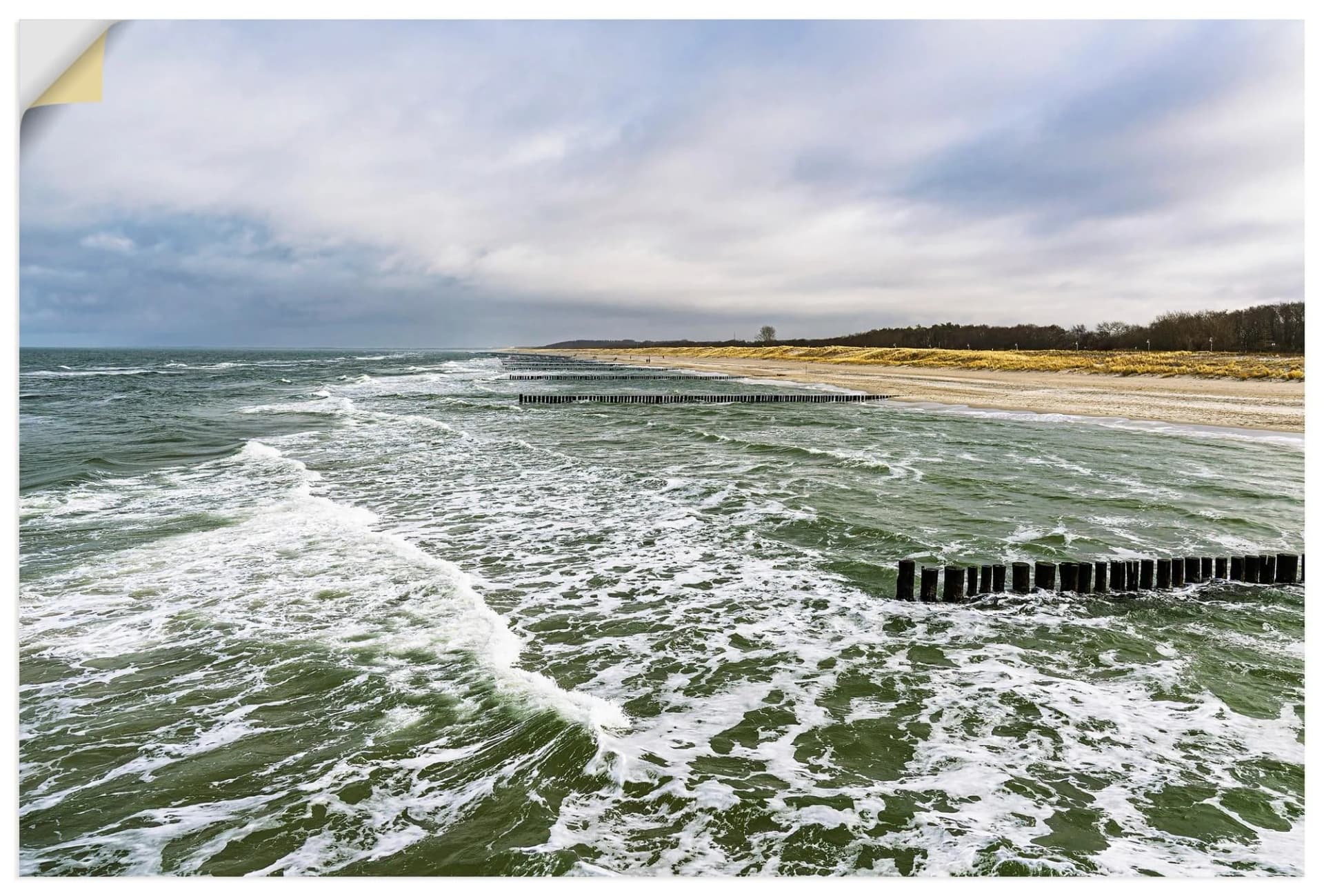 ARTLAND Wandaufkleber Ostsee Wellen Buhnen Blau