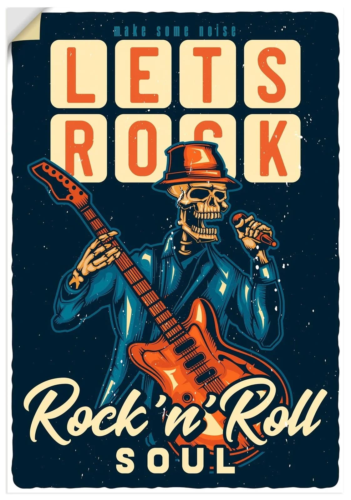 Artland Wandaufkleber Let's rock Blau Vinyl