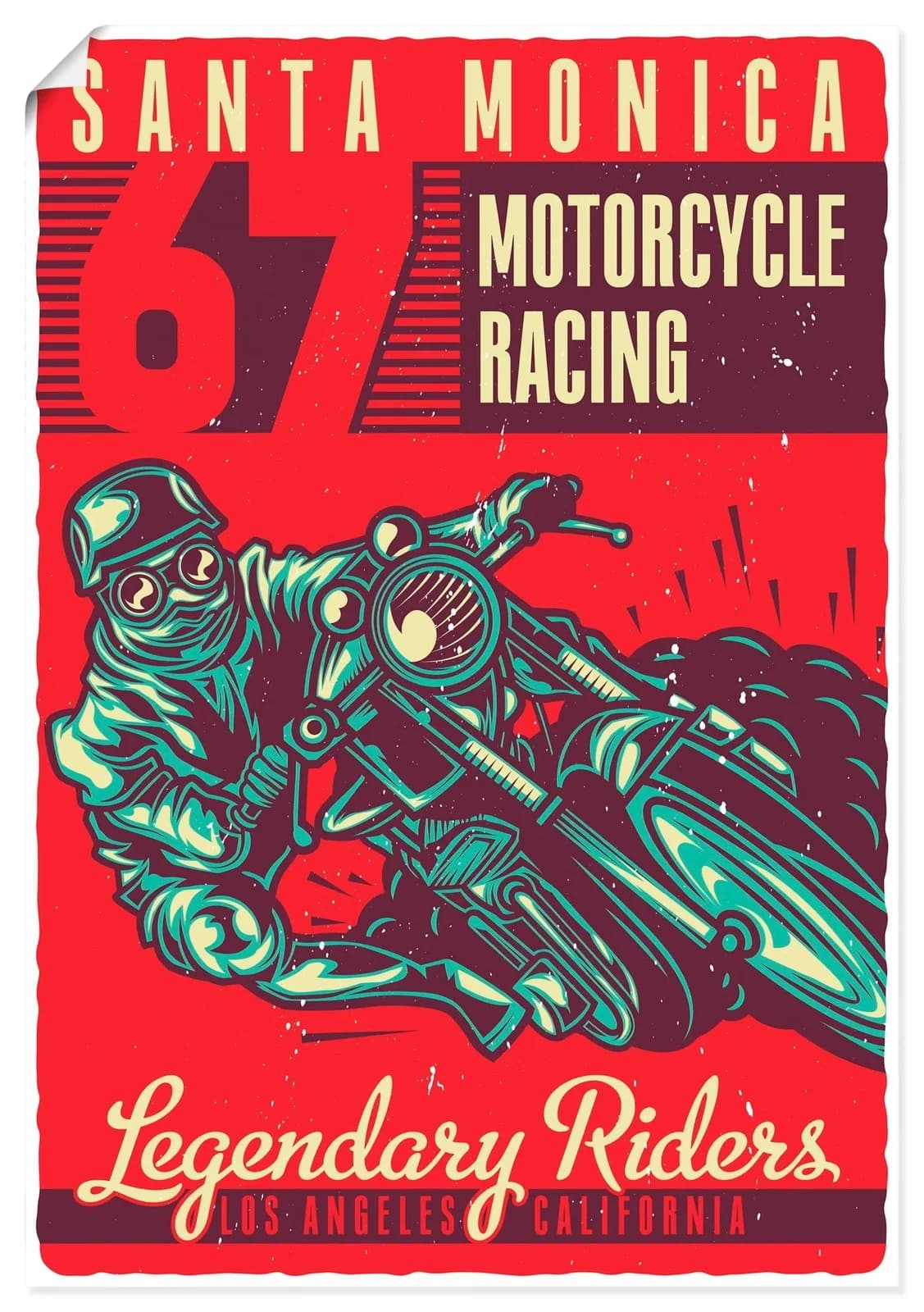 ARTLAND Wandbild Motorrad Santa Monica Rot