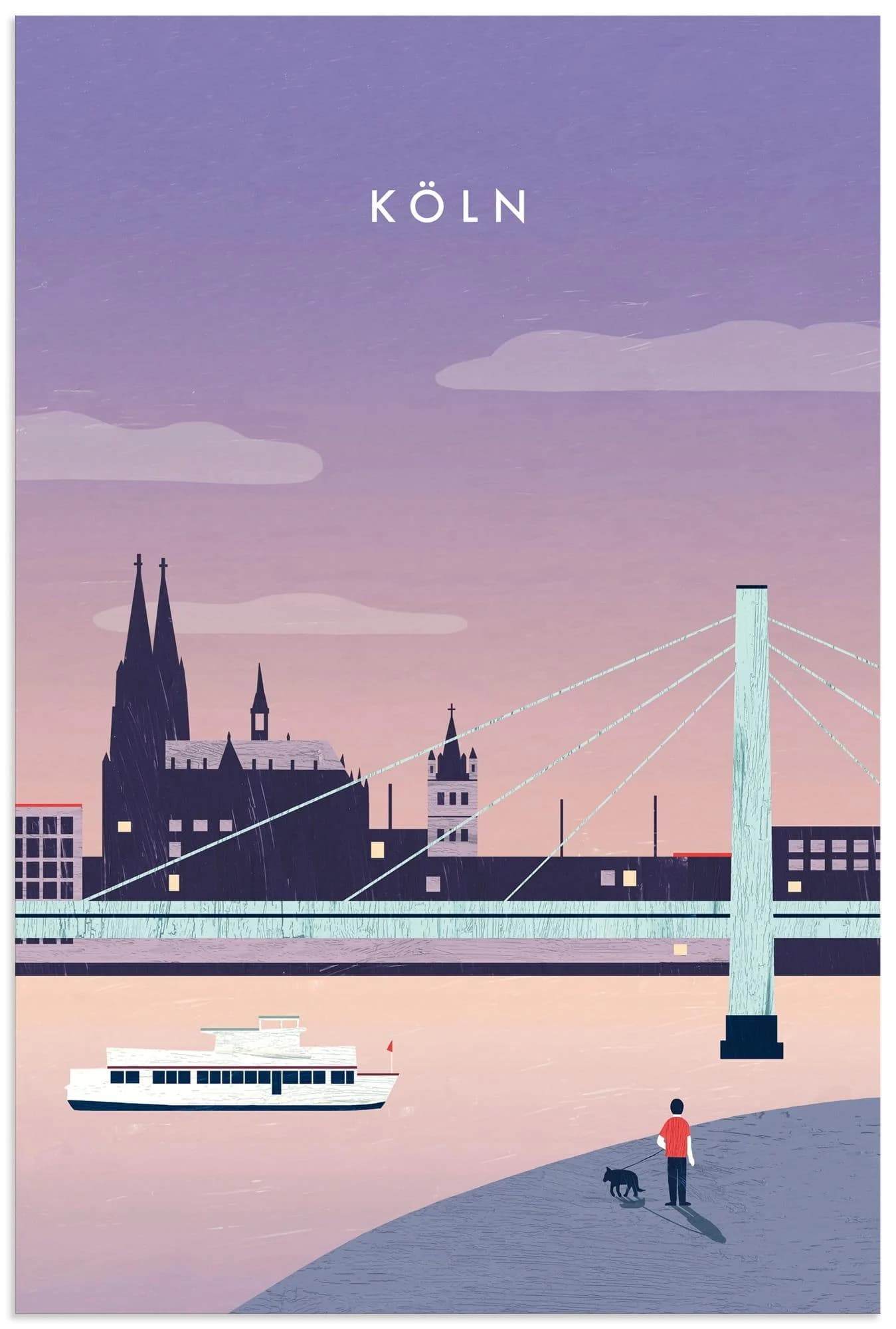 Artland Wandbild Köln Lila Alu Dibond 20x30 cm