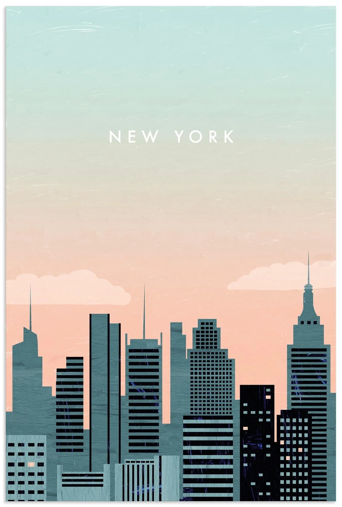 ARTLAND Wandbild New York Blau Alu Dibond 40x60 cm