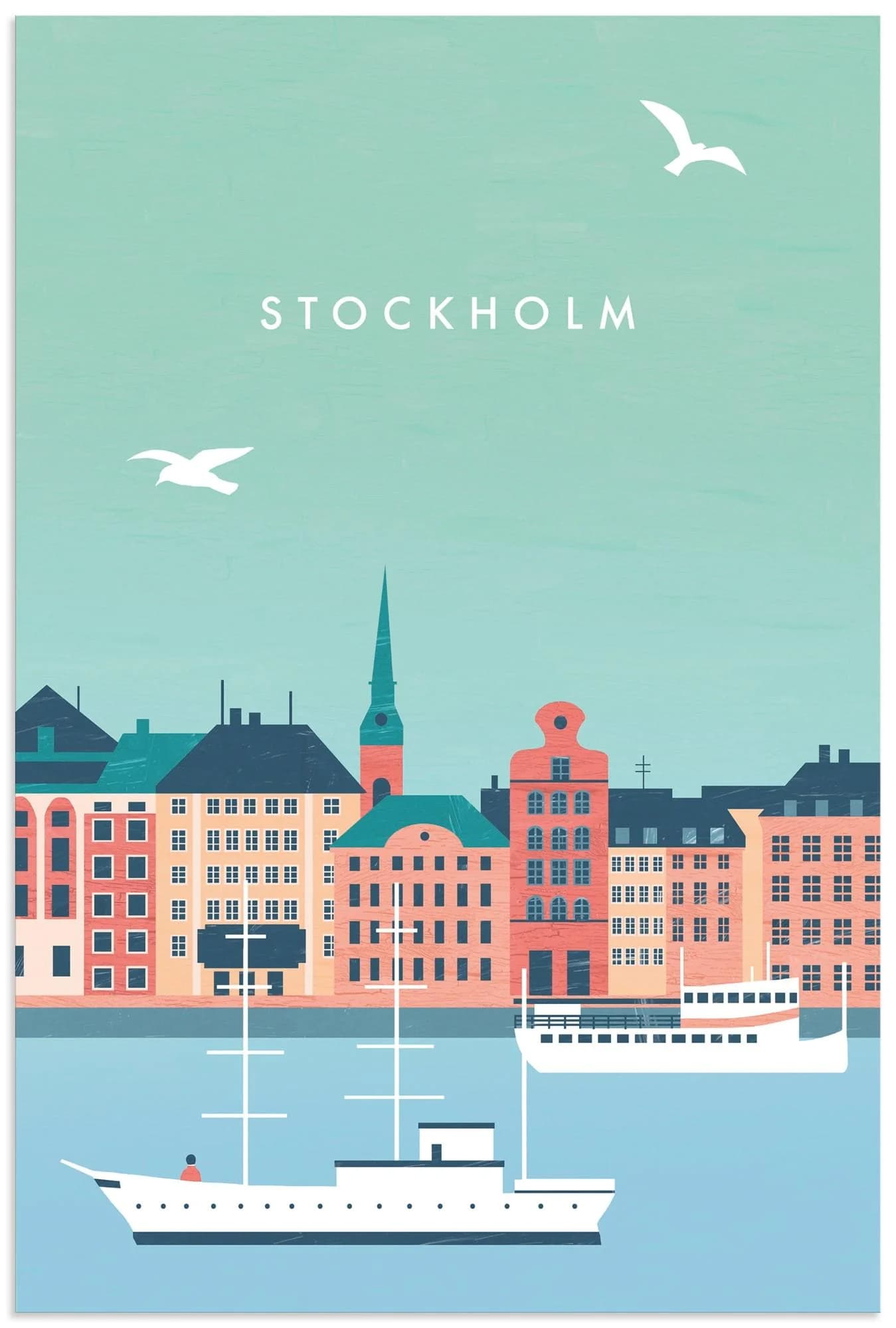 Artland Wandbild Stockholm Blau Alu Dibond