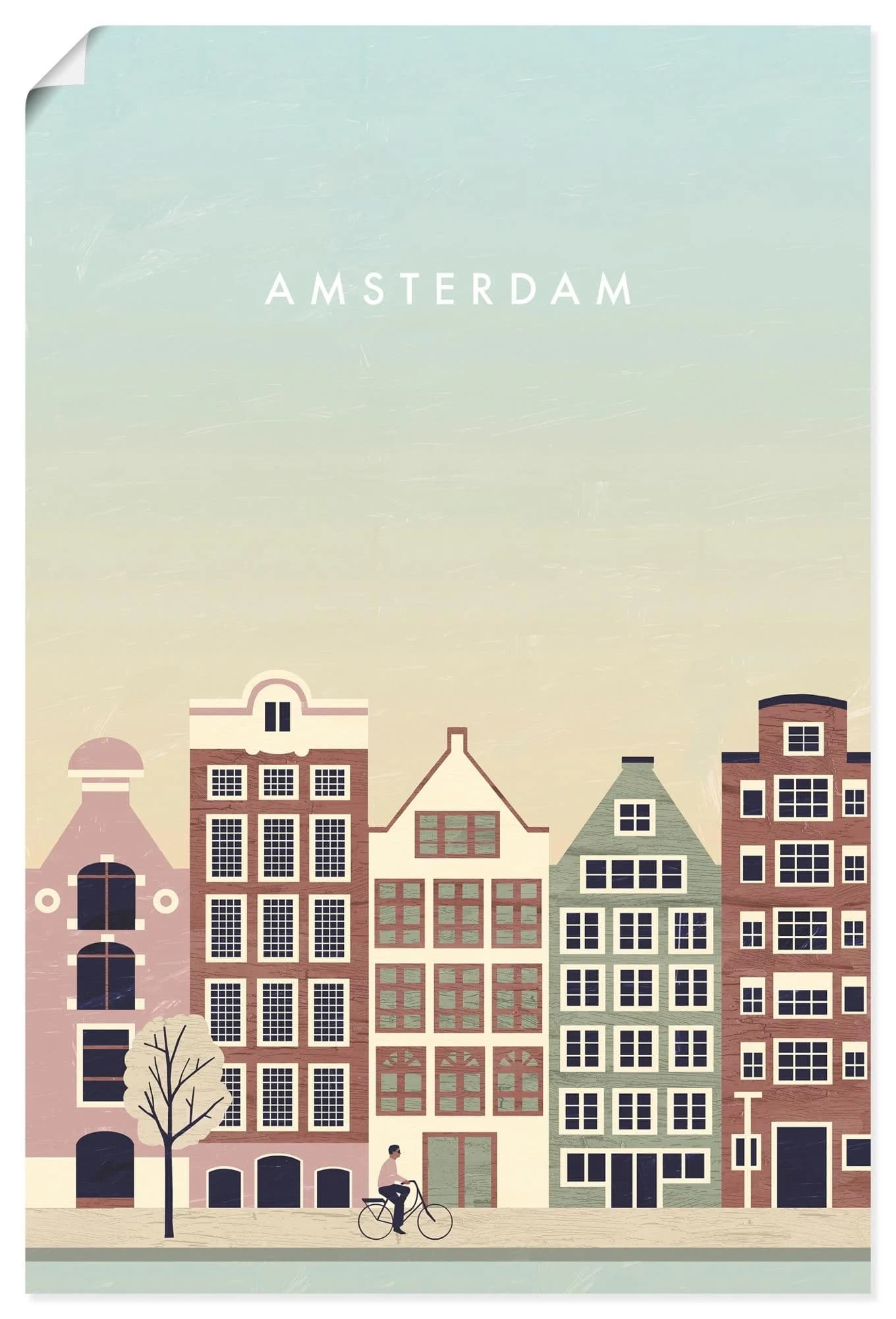 ARTLAND Wandbild Amsterdam Braun Kunstdruck 40x60 cm