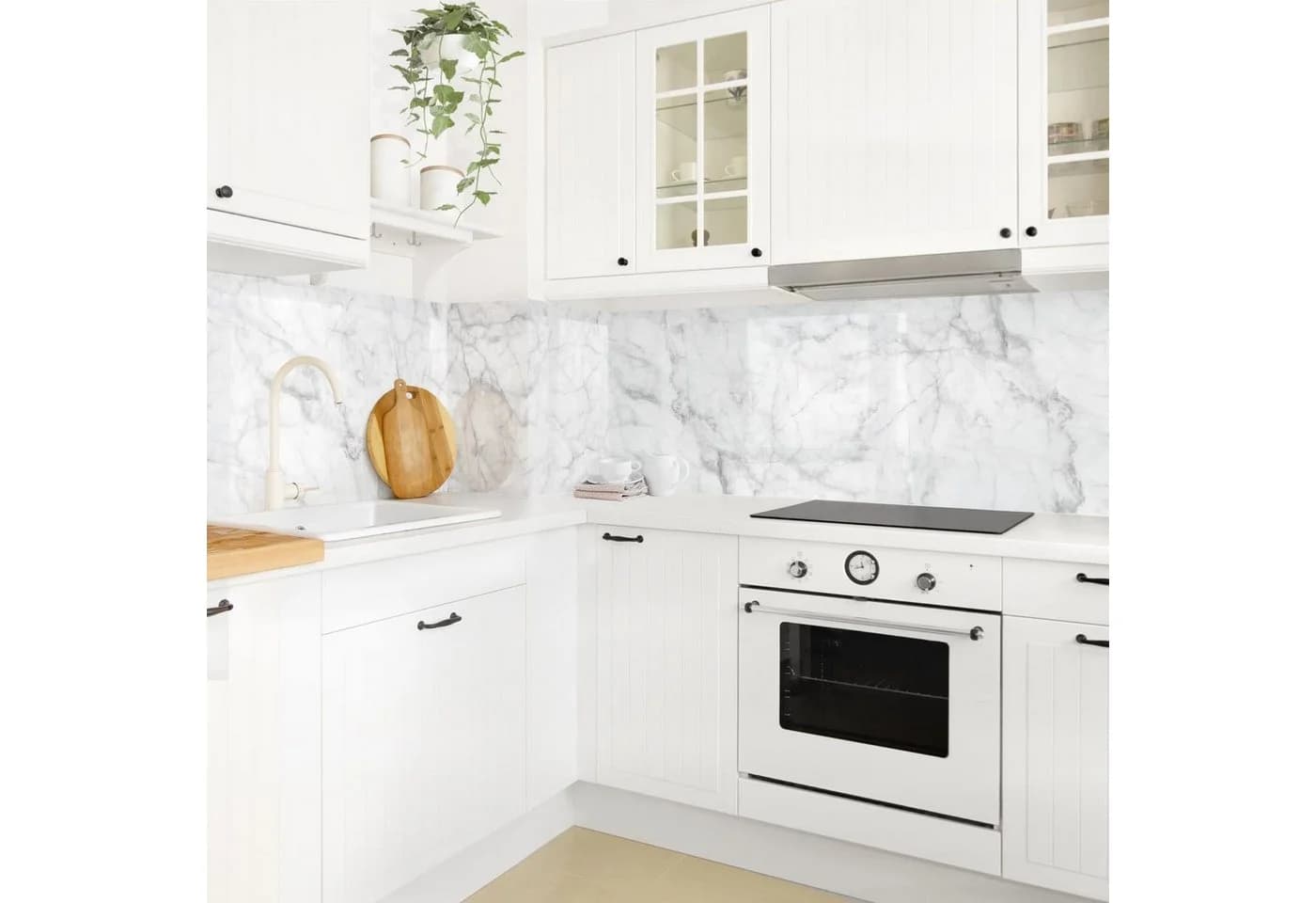Bilderdepot24 Küchenrückwand Bianco Carrara Weiß Selbstklebend