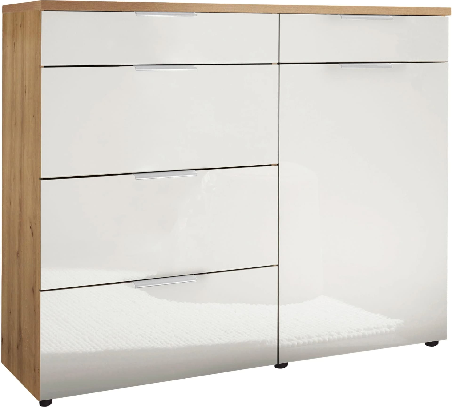 WIEMANN Como Kombikommode Weiß Glas Chrom Soft-Close