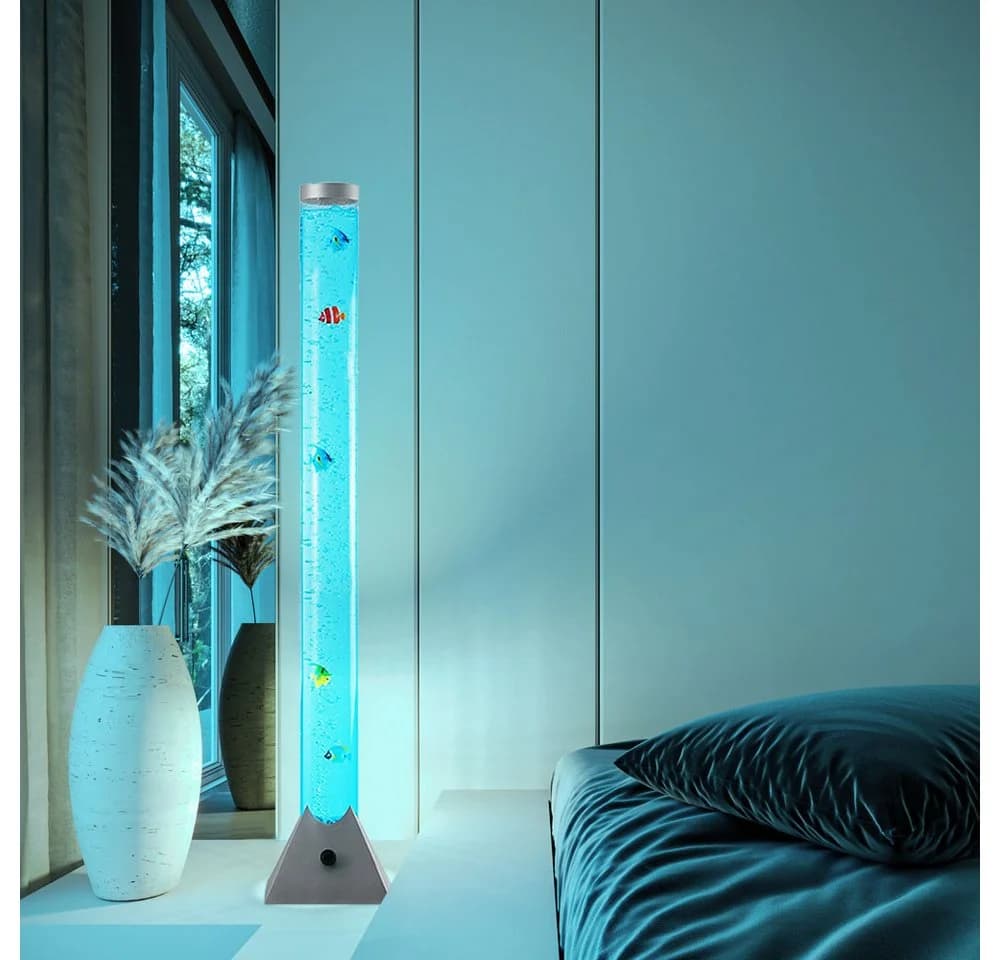 NOWA LED Stehlampe RGB Wassersprudel Deko-Fische Bunt