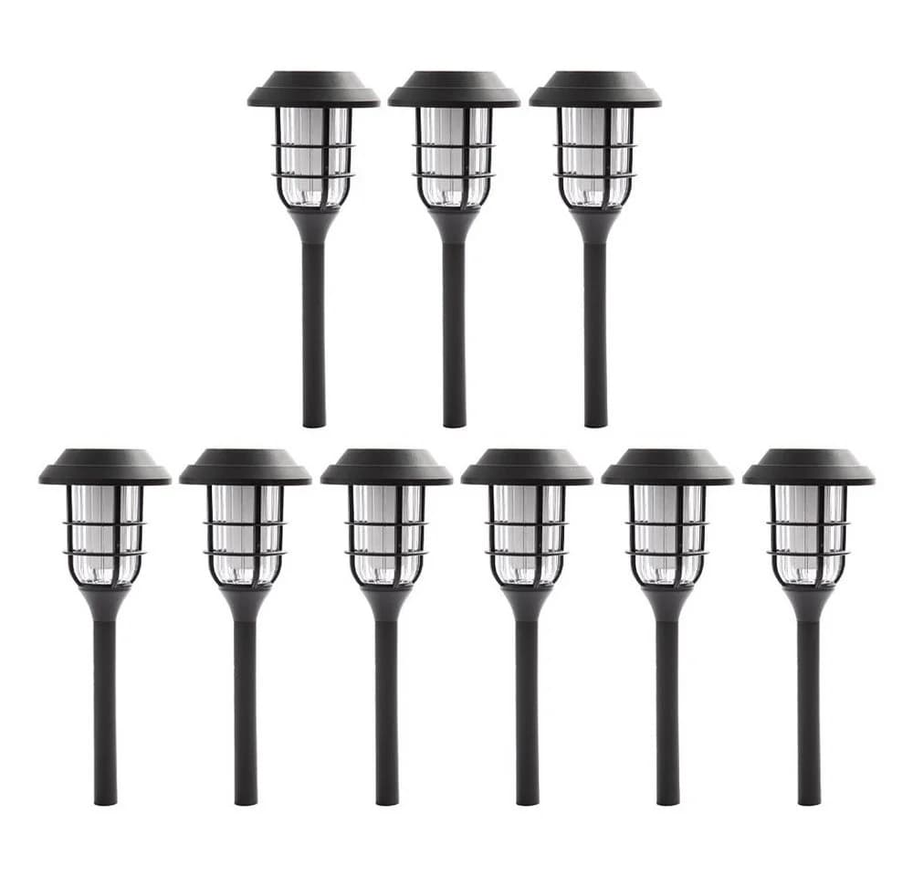 NOWA LED Solarleuchte 9x Schwarz Warmweiß Garten Deko