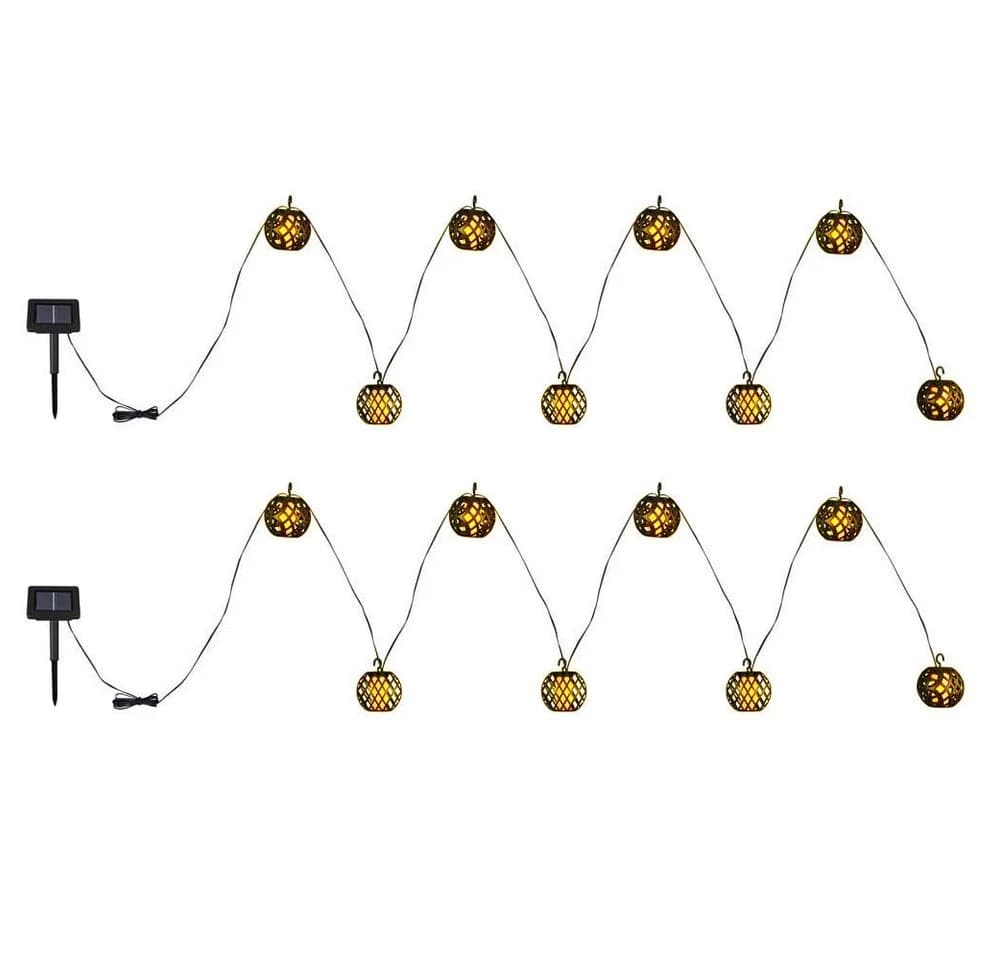 NOWA Solarlichterkette 16x LED Kugeln Schwarz Flammeneffekt