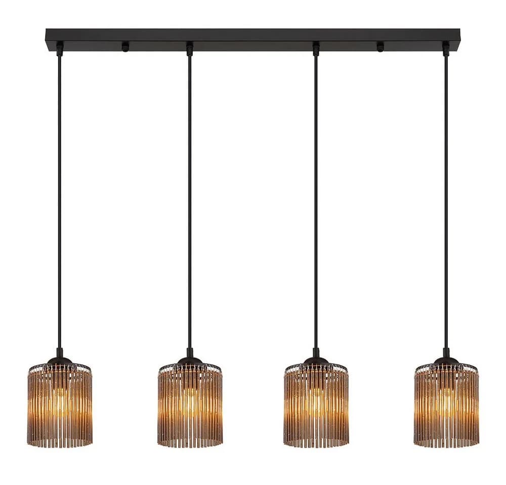 NOWA LED-Hängeleuchte Warmweiß Pendelleuchte Esszimmerleuchte LED 4 flammig rauch