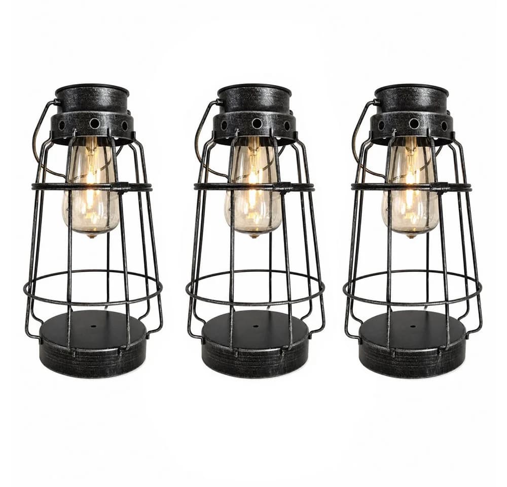 NOWA LED Solarleuchte Altsilber 3er Set Warmweiß