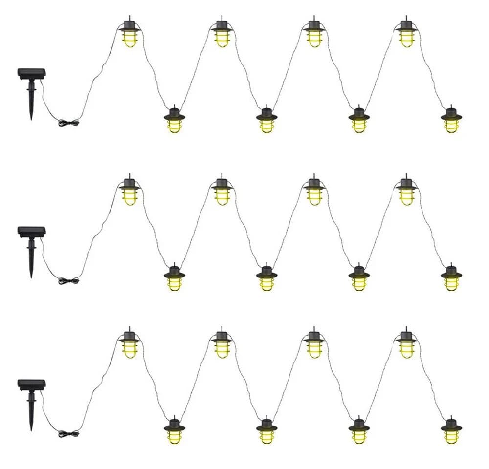 NOWA Solar-Lichterkette mit 24 LED-Laternen Schwarz