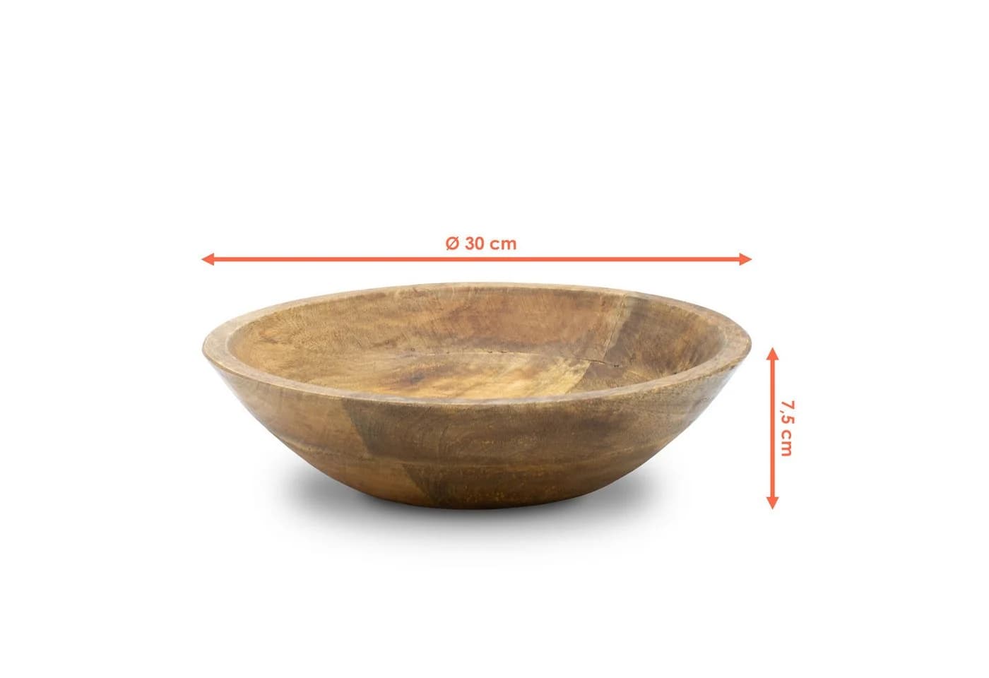 Spetebo Dekoschale aus massivem Mangoholz rund natur 30 cm