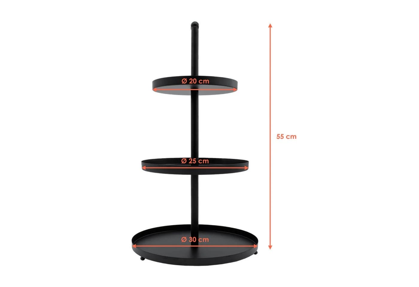 Spetebo Etagere aus Metall in Schwarz mit 3 Ablagen