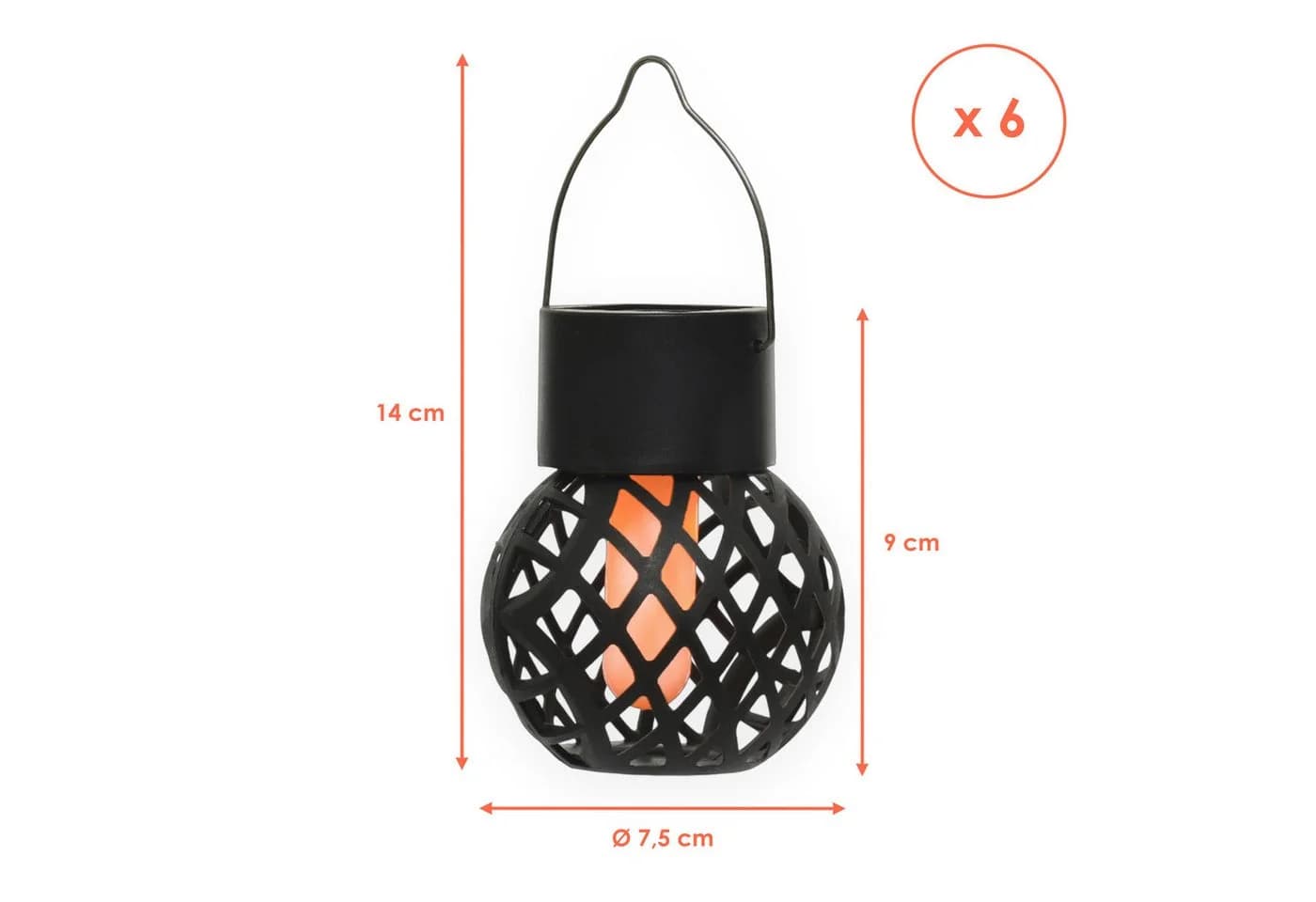 Spetebo Solar Hängeleuchten 6er Set mit Flammeneffekt