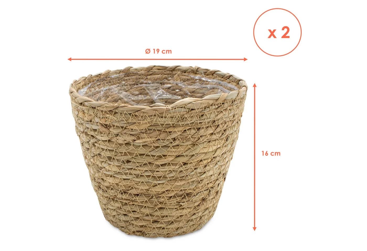 Spetebo Blumentopf Seegras 2er Set Natur mit Folie