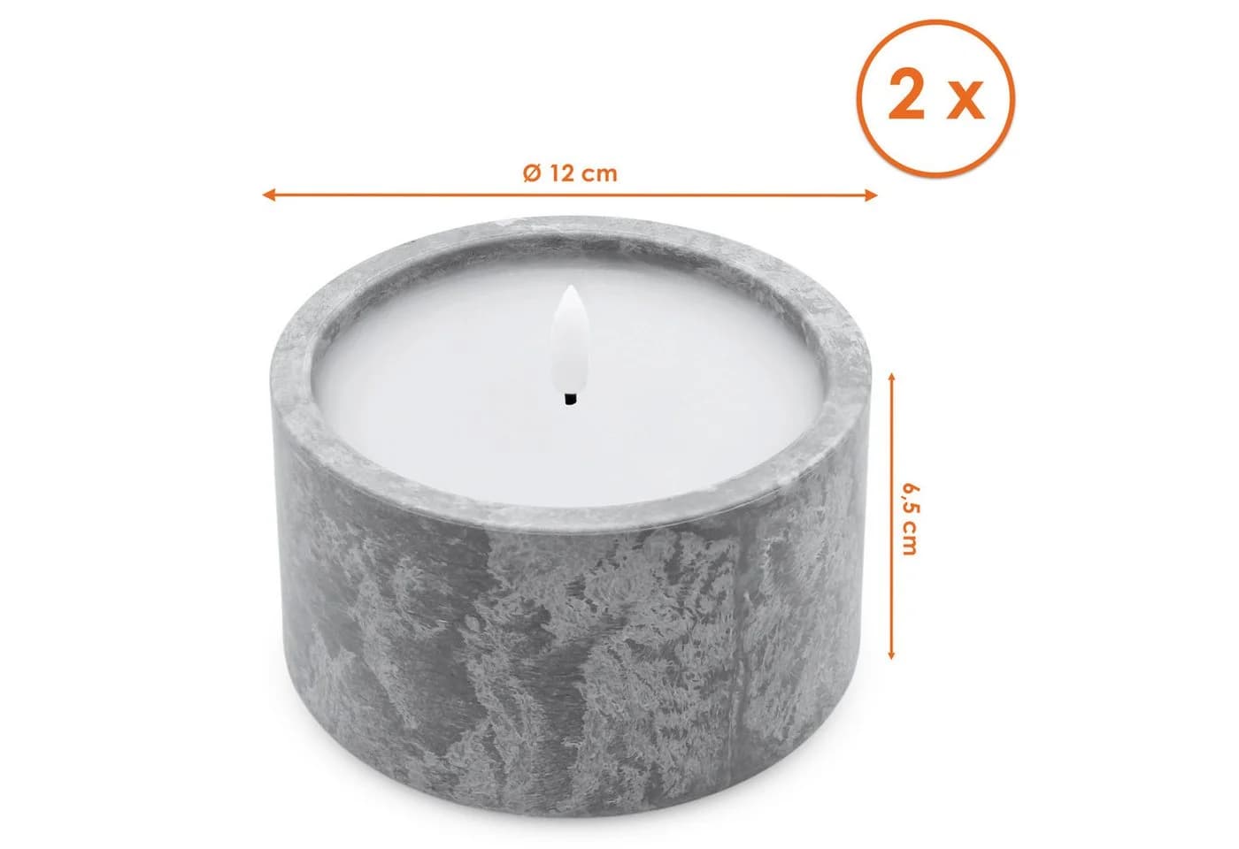 Spetebo LED-Kerze Outdoor Beton Optik 2er Set mit Timer
