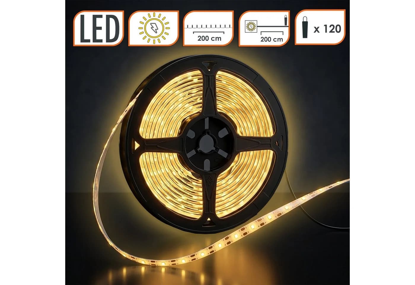 Spetebo Solar LED Lichtstreifen 200 cm warm weiß selbstklebend