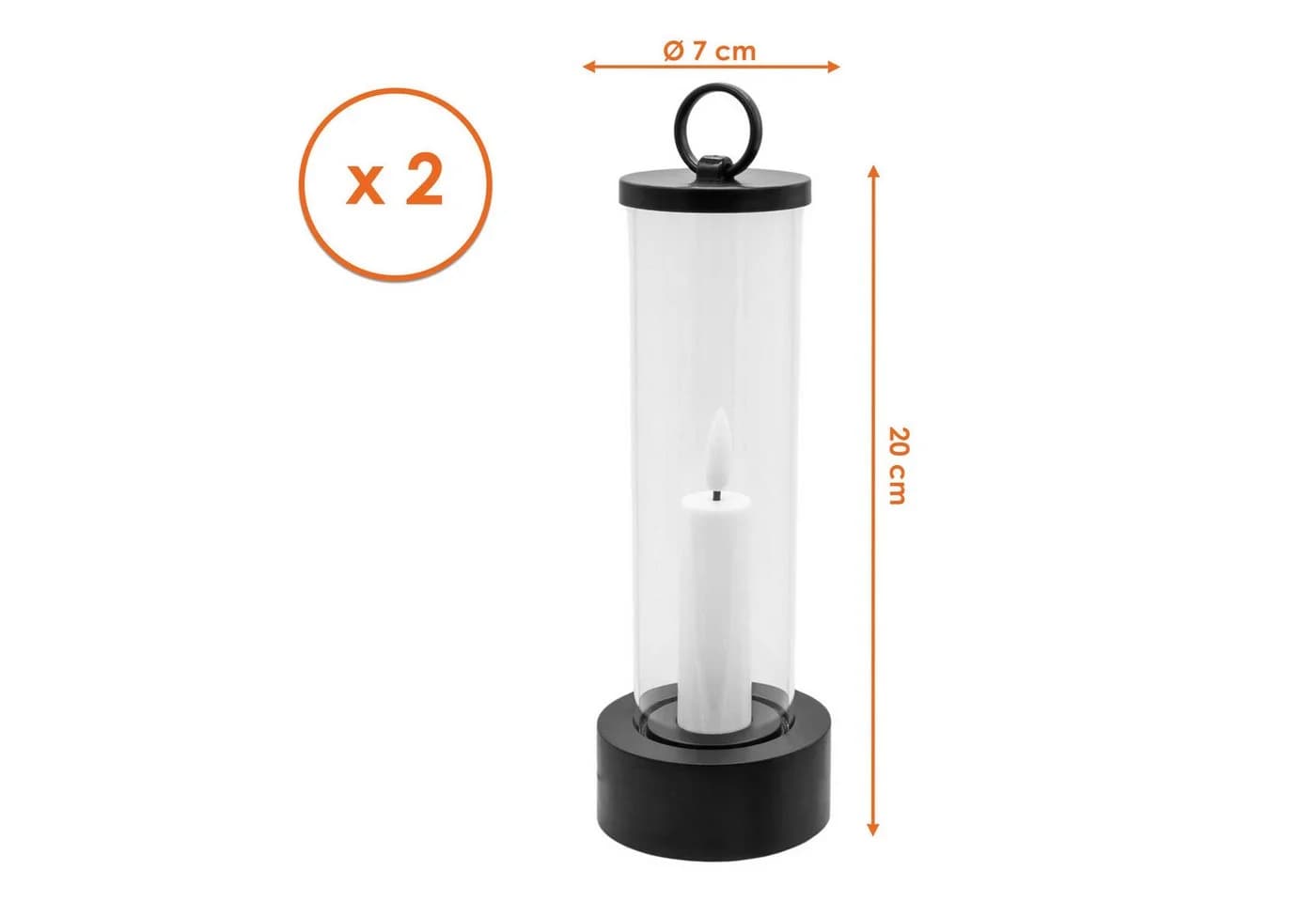 Spetebo LED-Kerze Outdoor 2er Set mit Timer und Flammen-Effekt