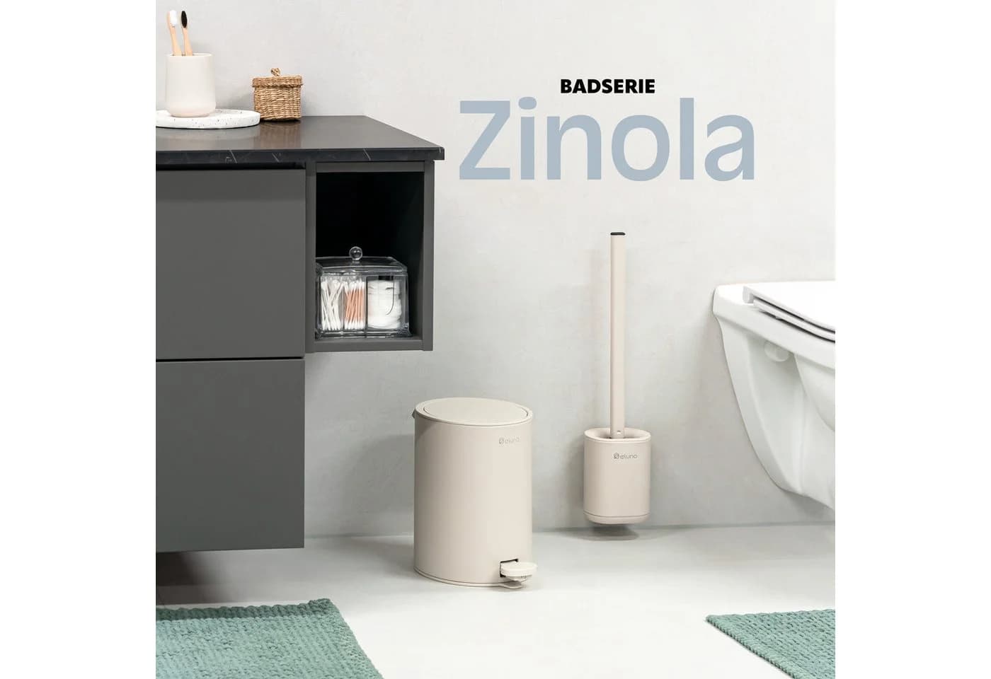 eluno Kosmetikeimer ZINOLA Beige 3 Liter mit Pedal